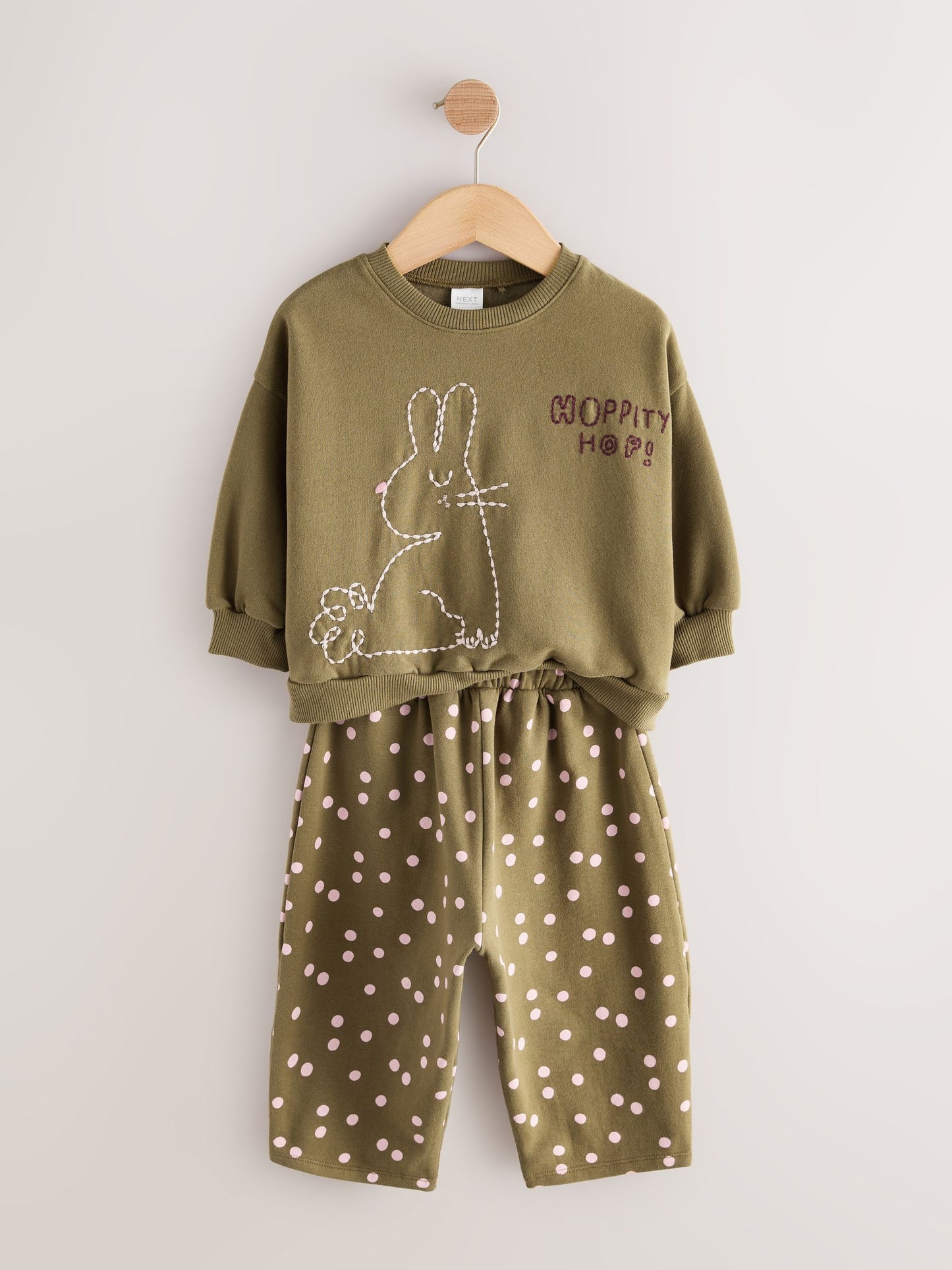 Khaki Green Bunny Sweatshirt and Barrel Leg Set (3mths-7yrs) image 5