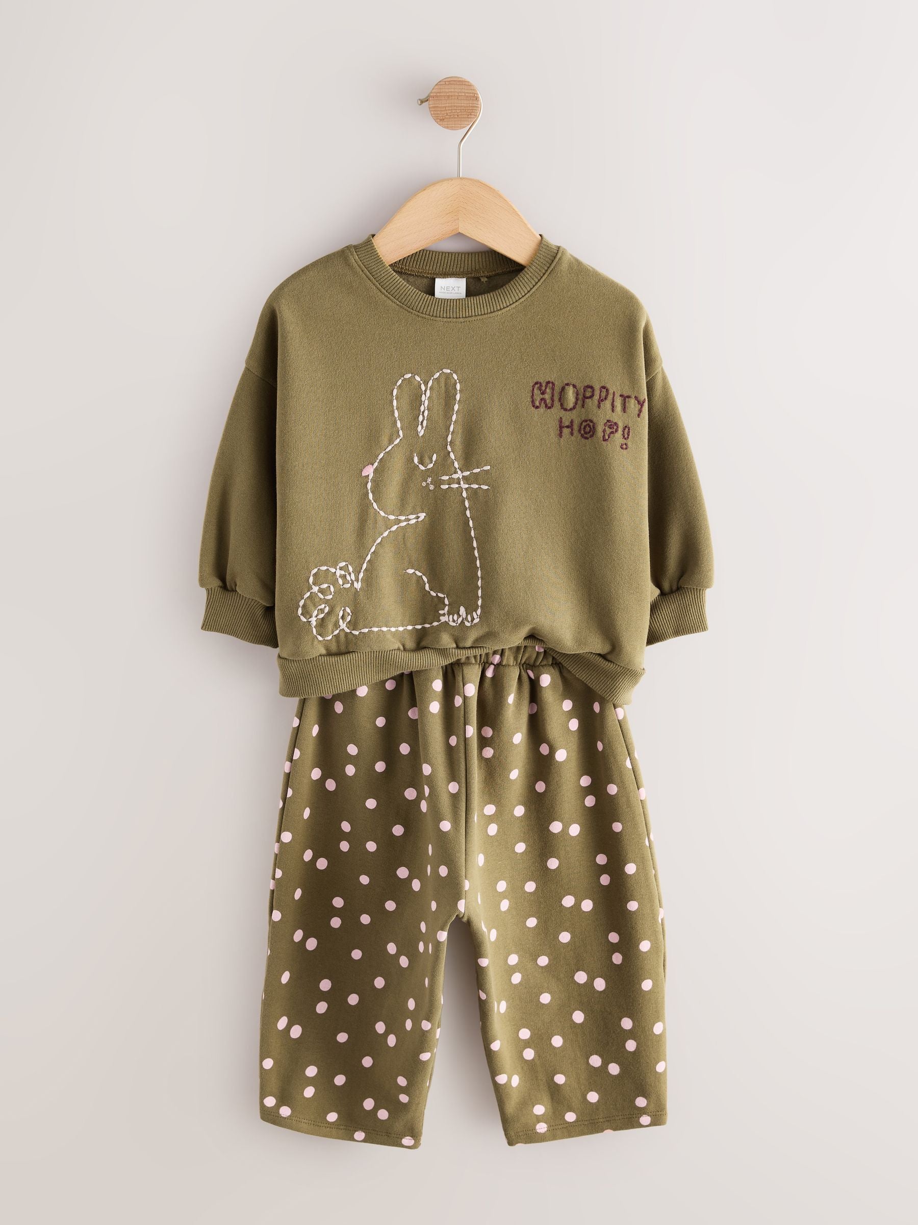 Khaki Green Bunny Sweatshirt and Barrel Leg Set (3mths-7yrs) image 5