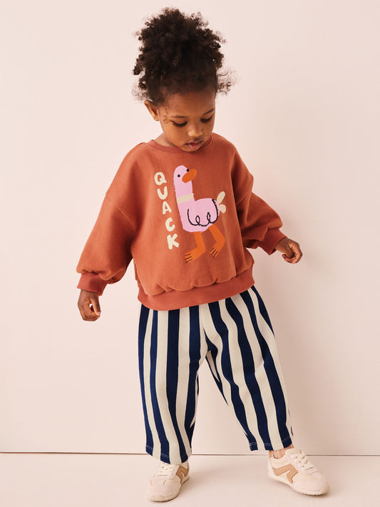 Navy Stripe Duck Long Sleeve Top and Barrel Trousers Set (3mths-7yrs) image 2