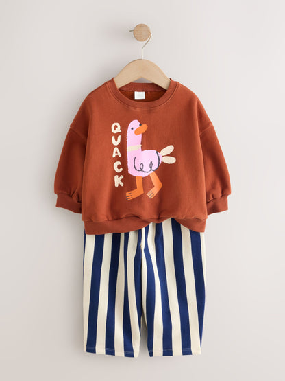 Navy Stripe Duck Long Sleeve Top and Barrel Trousers Set (3mths-7yrs) image 7