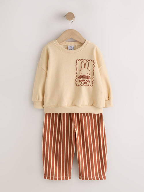Miffy Light Yellow Stripe Sweatshirt and Wide Leg Set (3mths-7yrs) image 1