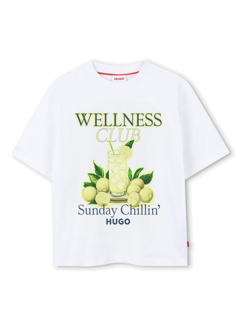 HUGO White Graphic Crew Neck Short Sleeve T-Shirt image 1