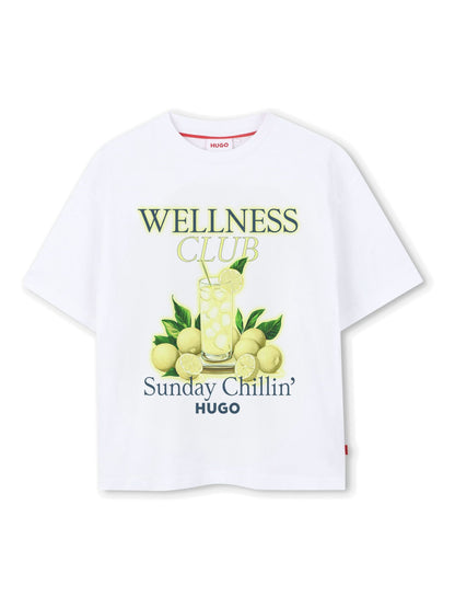HUGO White Graphic Crew Neck Short Sleeve T-Shirt image 1