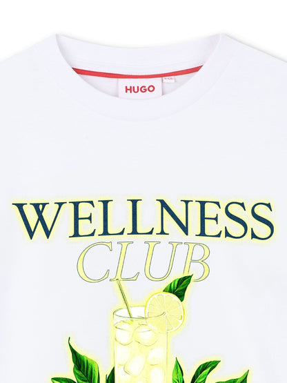 HUGO White Graphic Crew Neck Short Sleeve T-Shirt image 3