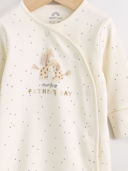 Cream My First Fathers Day Baby Sleepsuit (0-18mths) image 3