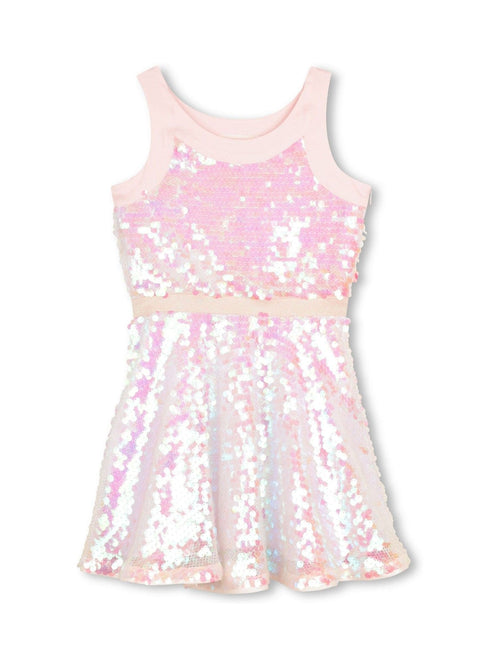 Billieblush Pink Iridecent Sequin Racer Neck Party Dress image 1