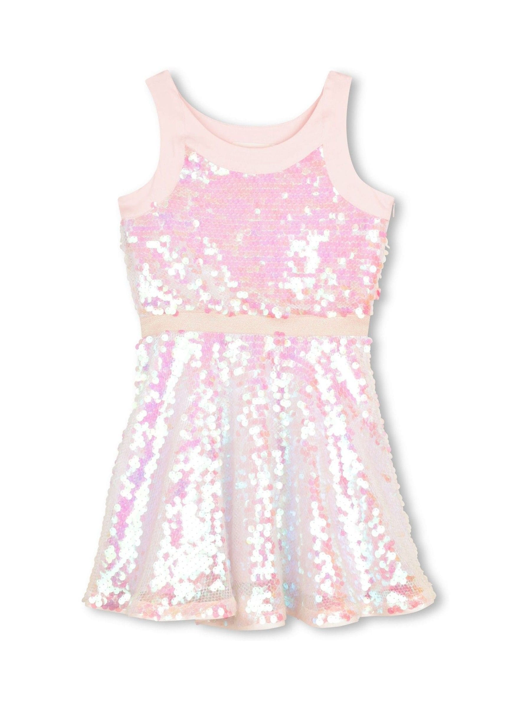 Billieblush Pink Iridecent Sequin Racer Neck Party Dress image 1
