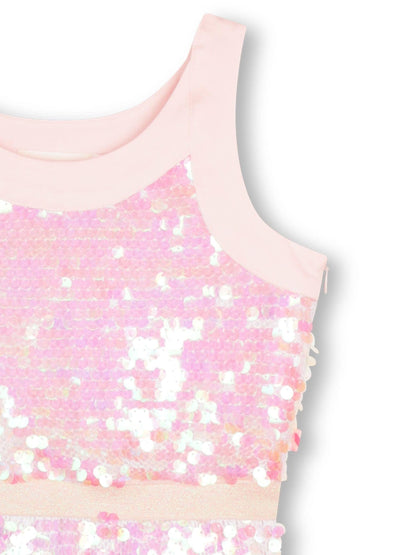 Billieblush Pink Iridecent Sequin Racer Neck Party Dress image 3