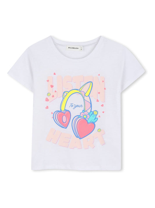 Billieblush White Short Sleeve Graphic Print T-Shirt image 1