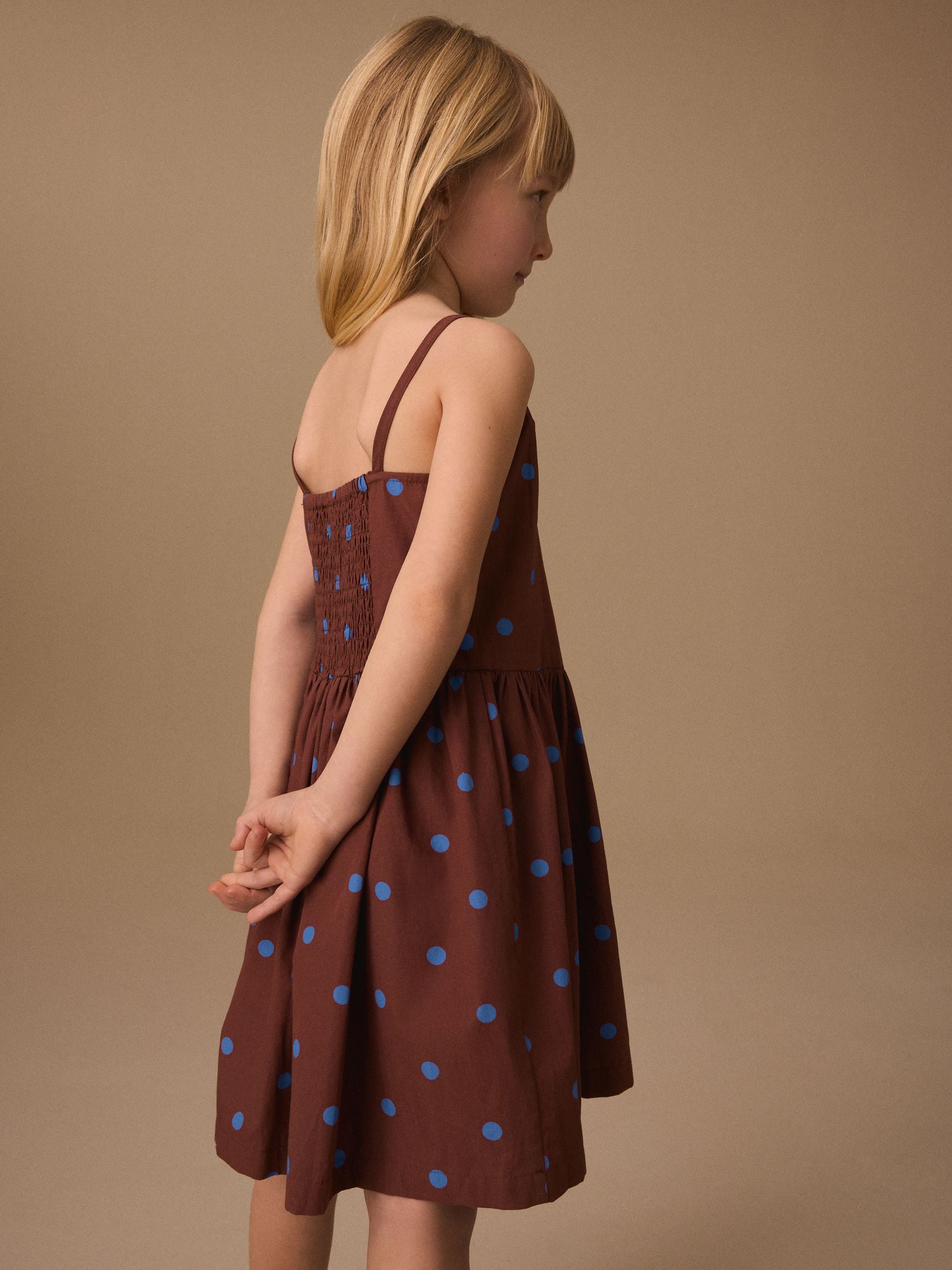 Chocolate Brown Spot Strappy Dress (3-16yrs) image 3