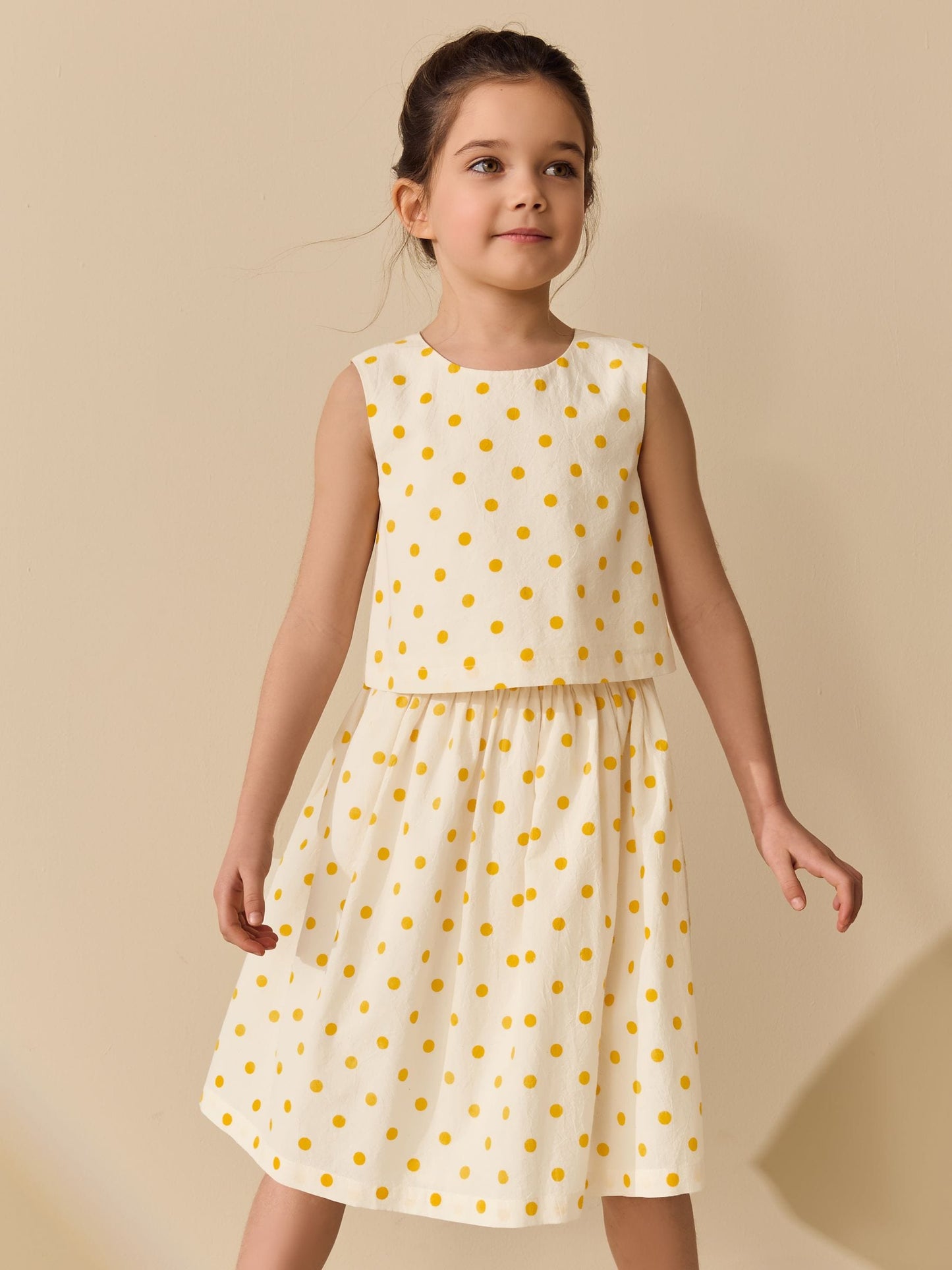 Yellow/White Spot Blouse and Skirt Set (3-16yrs) image 1