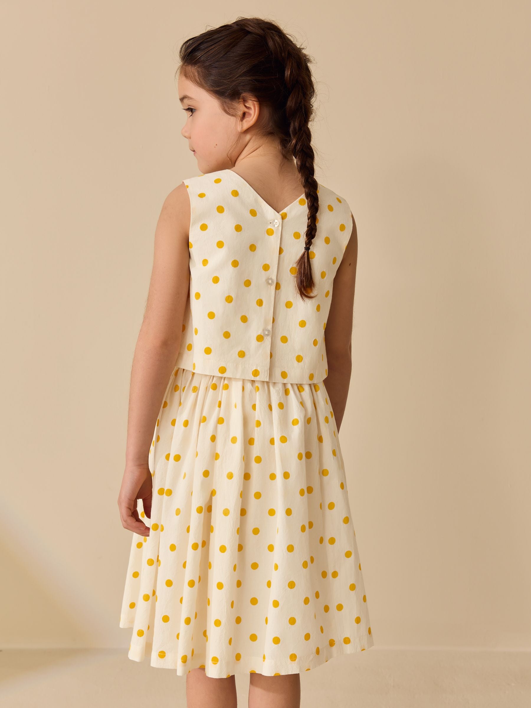 Yellow/White Spot Blouse and Skirt Set (3-16yrs) image 2
