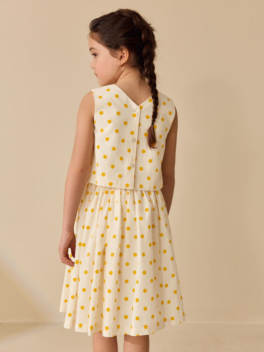 Yellow/White Spot Blouse and Skirt Set (3-16yrs) image 2