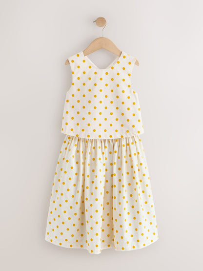 Yellow/White Spot Blouse and Skirt Set (3-16yrs) image 5