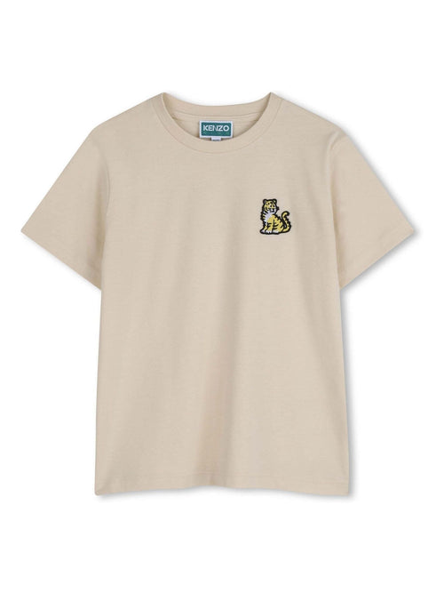 Kenzo Kids Cream Back Graphic Logo Crew Neck Short Sleeve T-Shirt image 1