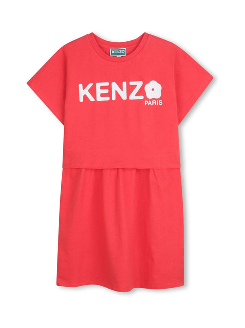 KENZO KIDS Red Logo Crew Neck Short Sleeve Dress image 1