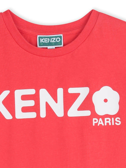 KENZO KIDS Red Logo Crew Neck Short Sleeve Dress image 3