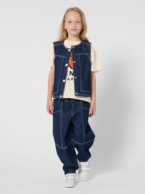 KENZO KIDS Cream Graphic Logo Crew Neck Short Sleeve T-Shirt image 1