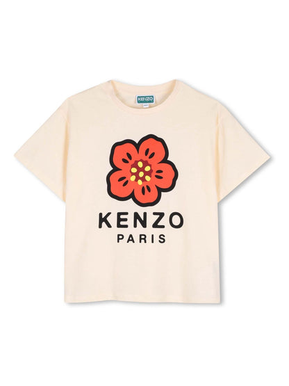 KENZO KIDS Cream Graphic Logo Crew Neck Short Sleeve T-Shirt image 3