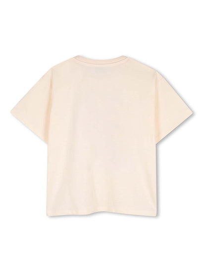 KENZO KIDS Cream Graphic Logo Crew Neck Short Sleeve T-Shirt image 4