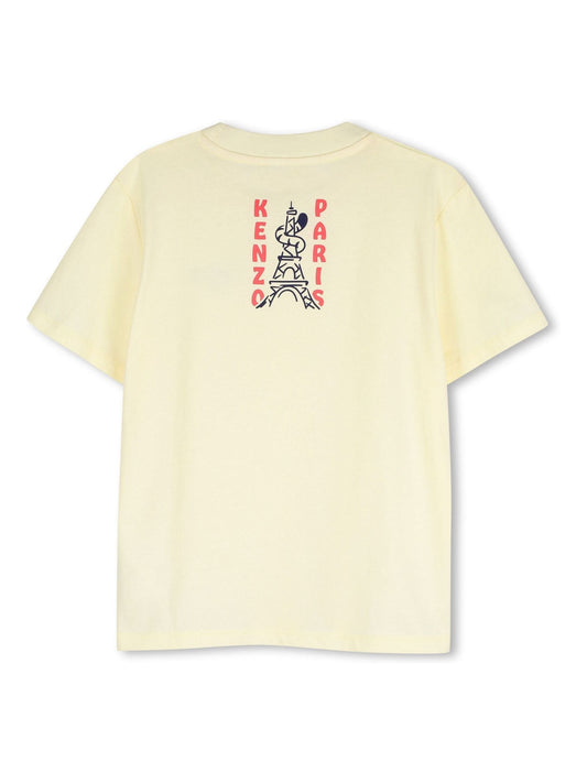 Kenzo Kids Yellow Back Graphic Logo Crew Neck Short Sleeve T-Shirt image 2
