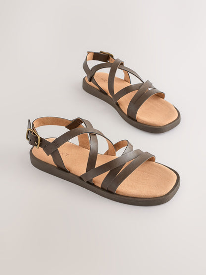 Chocolate Brown Wide Fit (G) Strappy Sandals image 1