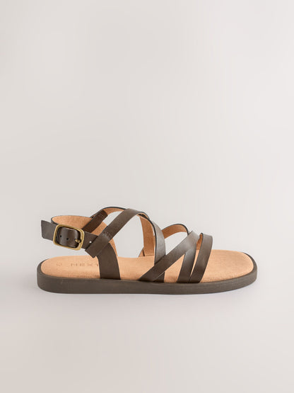 Chocolate Brown Wide Fit (G) Strappy Sandals image 2