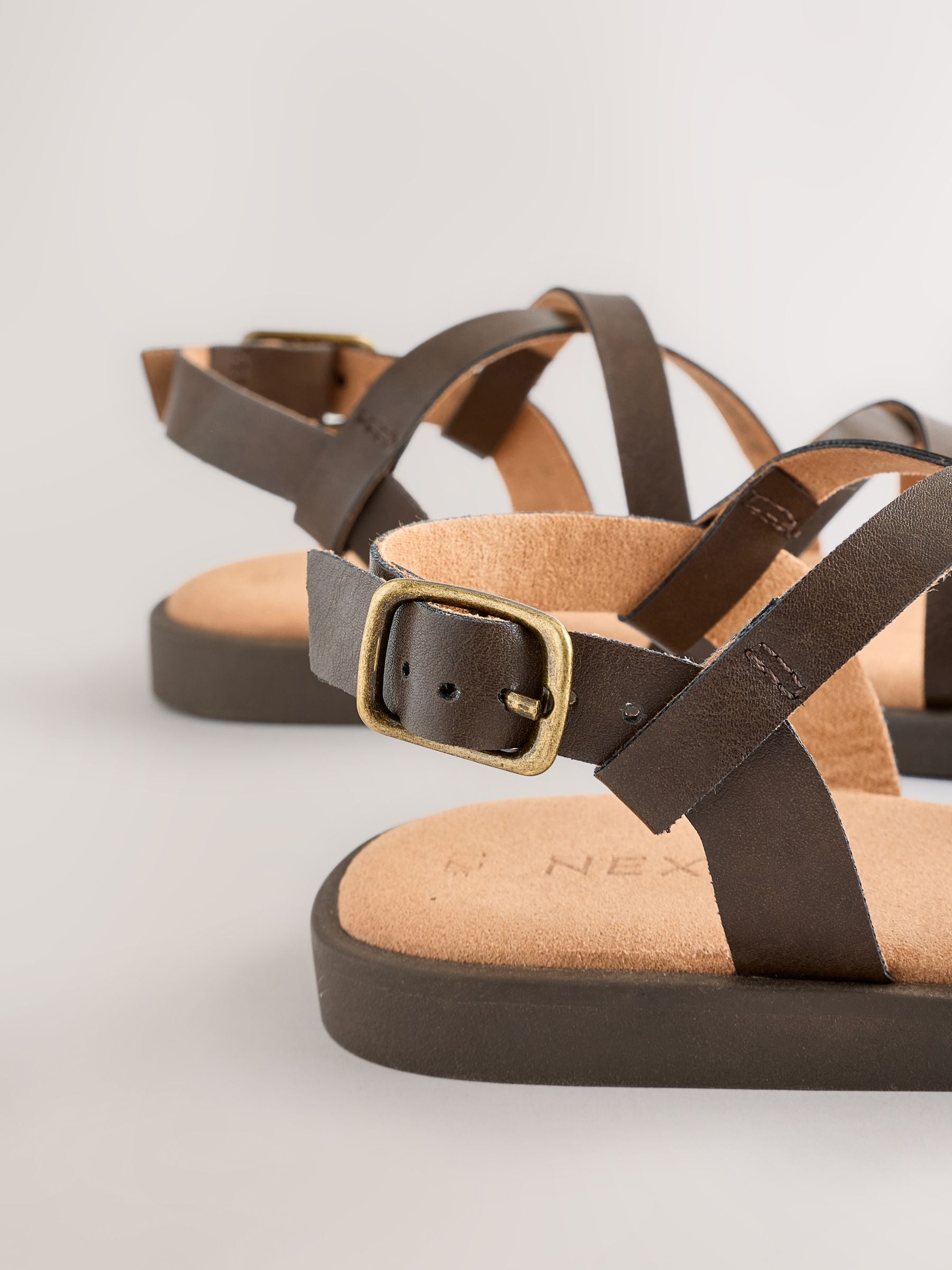 Chocolate Brown Wide Fit (G) Strappy Sandals image 5