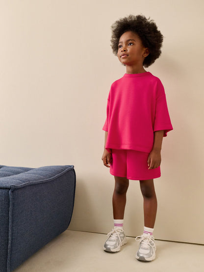 Dsiney Kidz - Bright Pink Supersoft T-Shirt and Shorts Set (3-16yrs) image 1