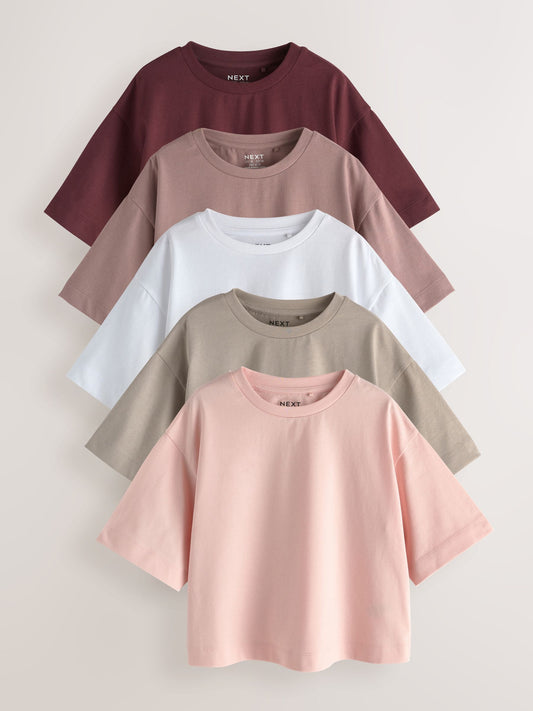 Dsiney Kidz - Neutral Oversized Boxy T-Shirts 5 Pack (3-16yrs) image 1