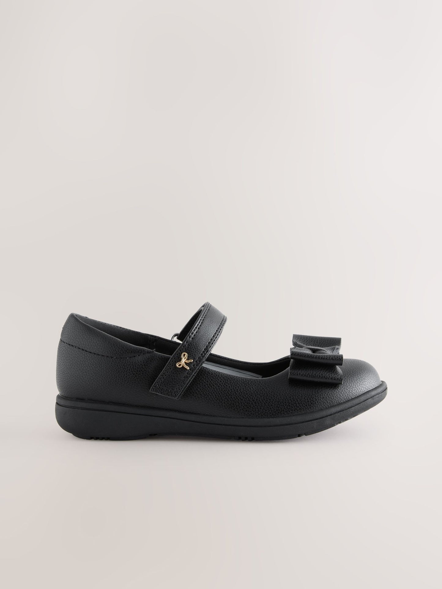 Black Matt Standard Fit (F) Bow Mary Jane School Shoes image 2