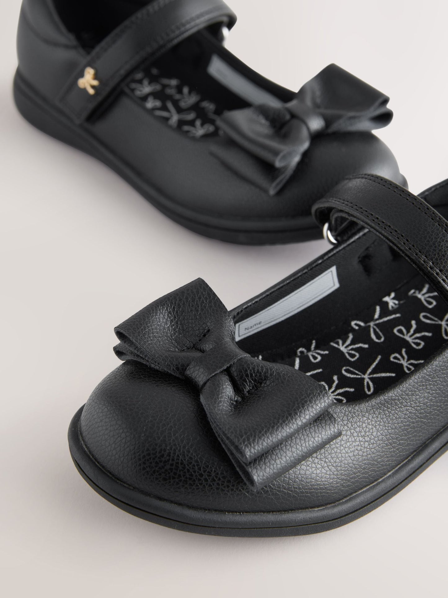 Black Matt Standard Fit (F) Bow Mary Jane School Shoes image 3