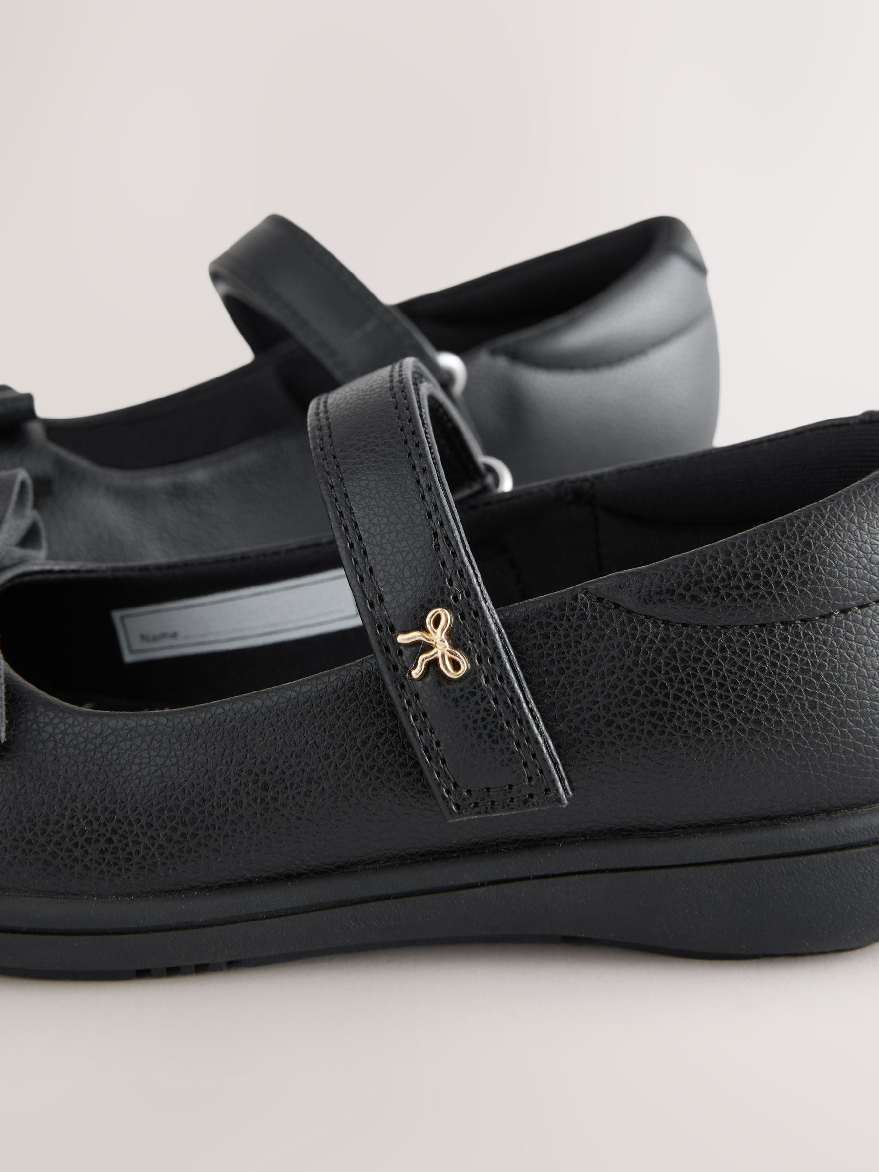 Black Matt Standard Fit (F) Bow Mary Jane School Shoes image 4