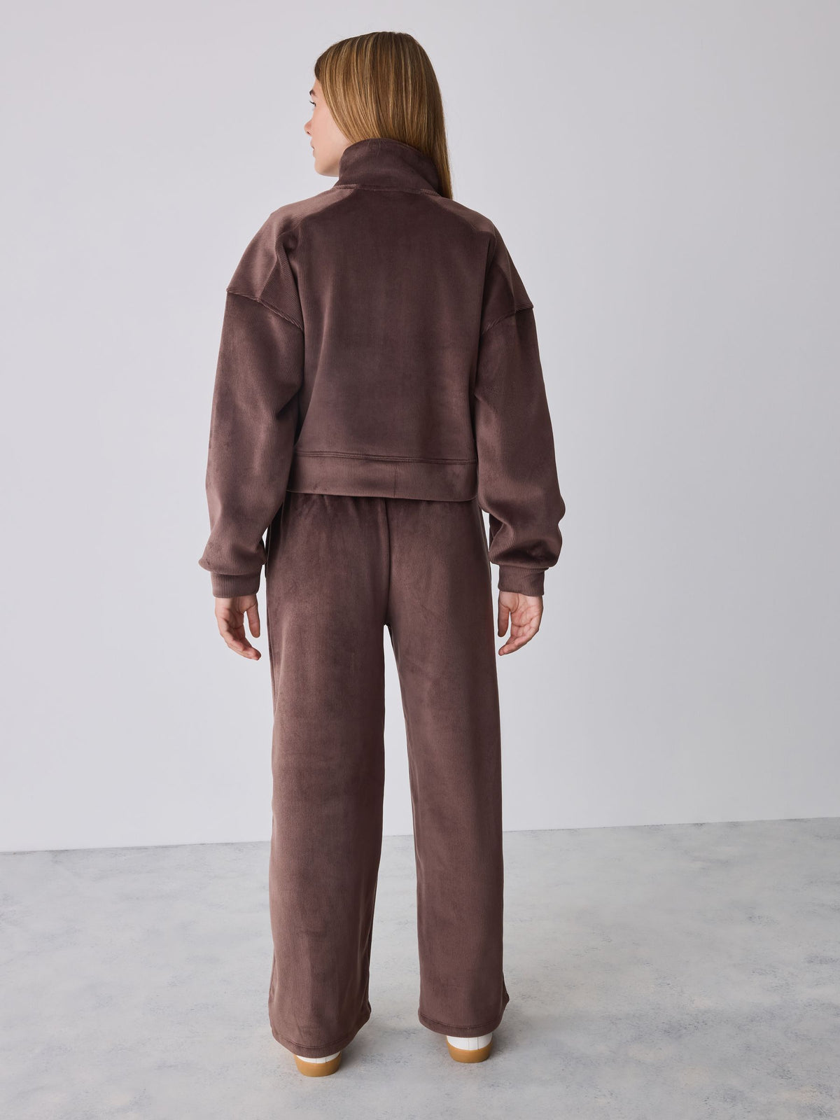 Baker by Ted Baker Chocolate Brown Velour Rib Funnel Zip Through & Joggers Set 2 Piece - image 2