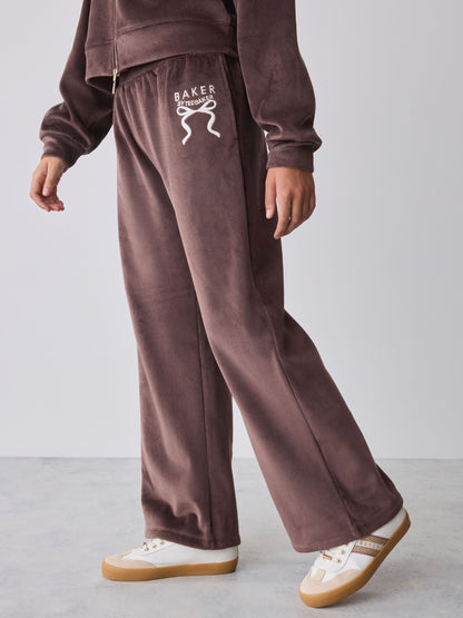 Baker by Ted Baker Chocolate Brown Velour Rib Funnel Zip Through & Joggers Set 2 Piece - image 3
