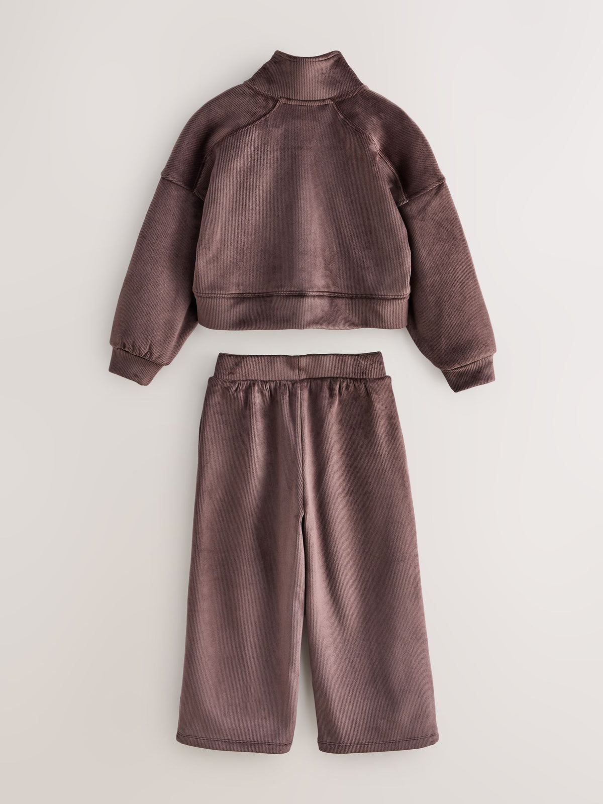 Baker by Ted Baker Chocolate Brown Velour Rib Funnel Zip Through & Joggers Set 2 Piece - image 7