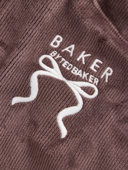 Baker by Ted Baker Chocolate Brown Velour Rib Funnel Zip Through & Joggers Set 2 Piece - image 9