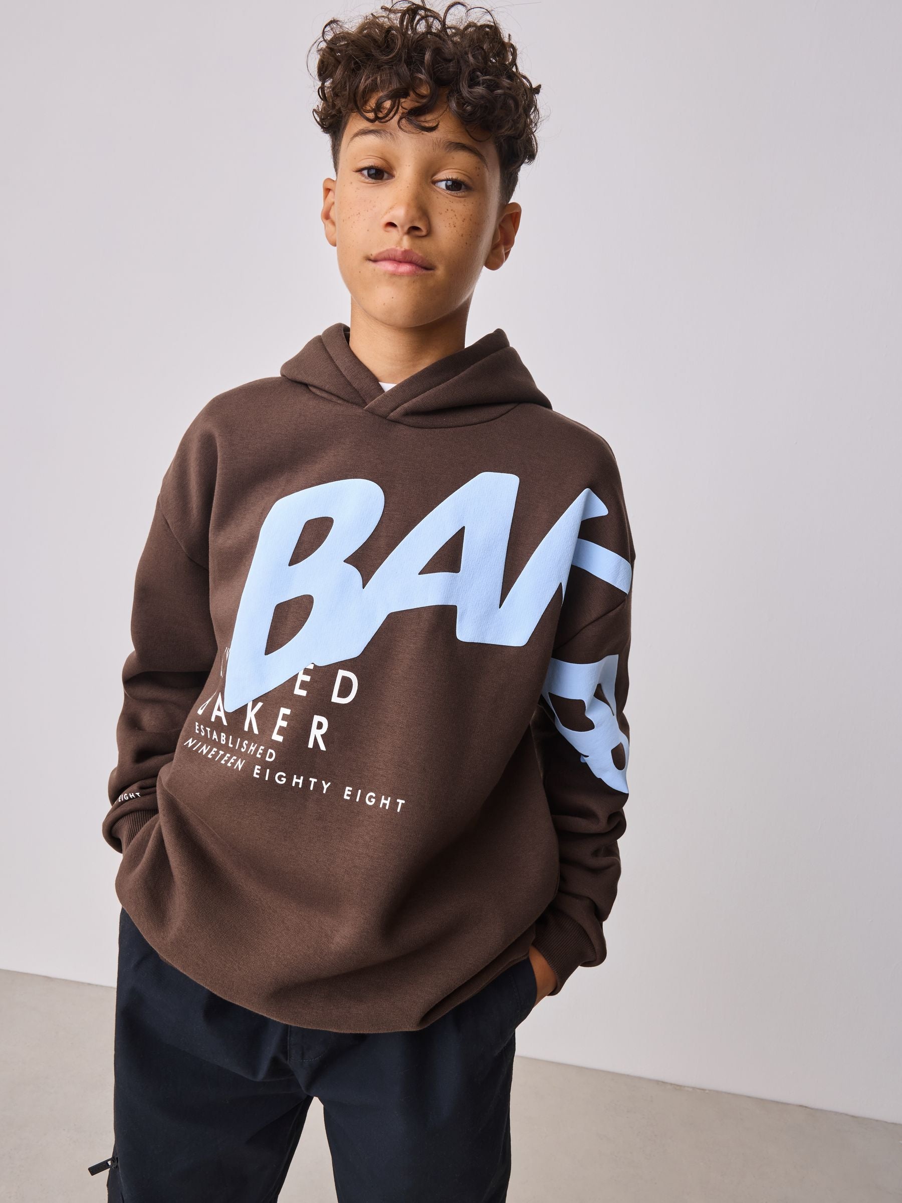 Baker by Ted Baker Oversized Graphic Brown Hoodie image 2