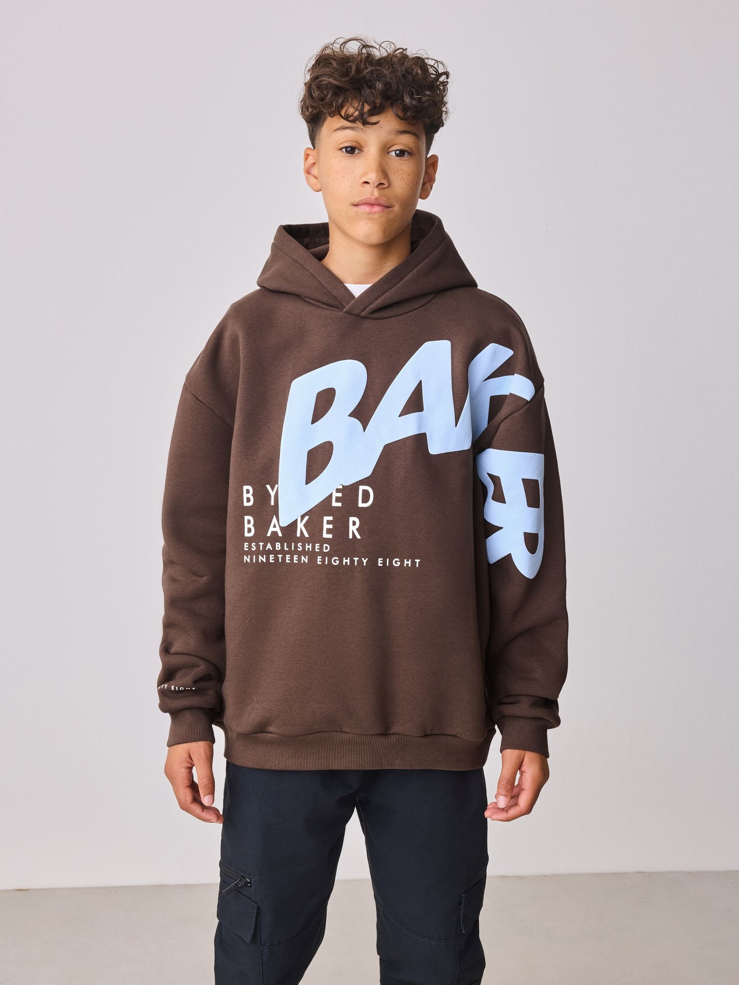 Baker by Ted Baker Oversized Graphic Brown Hoodie image 3