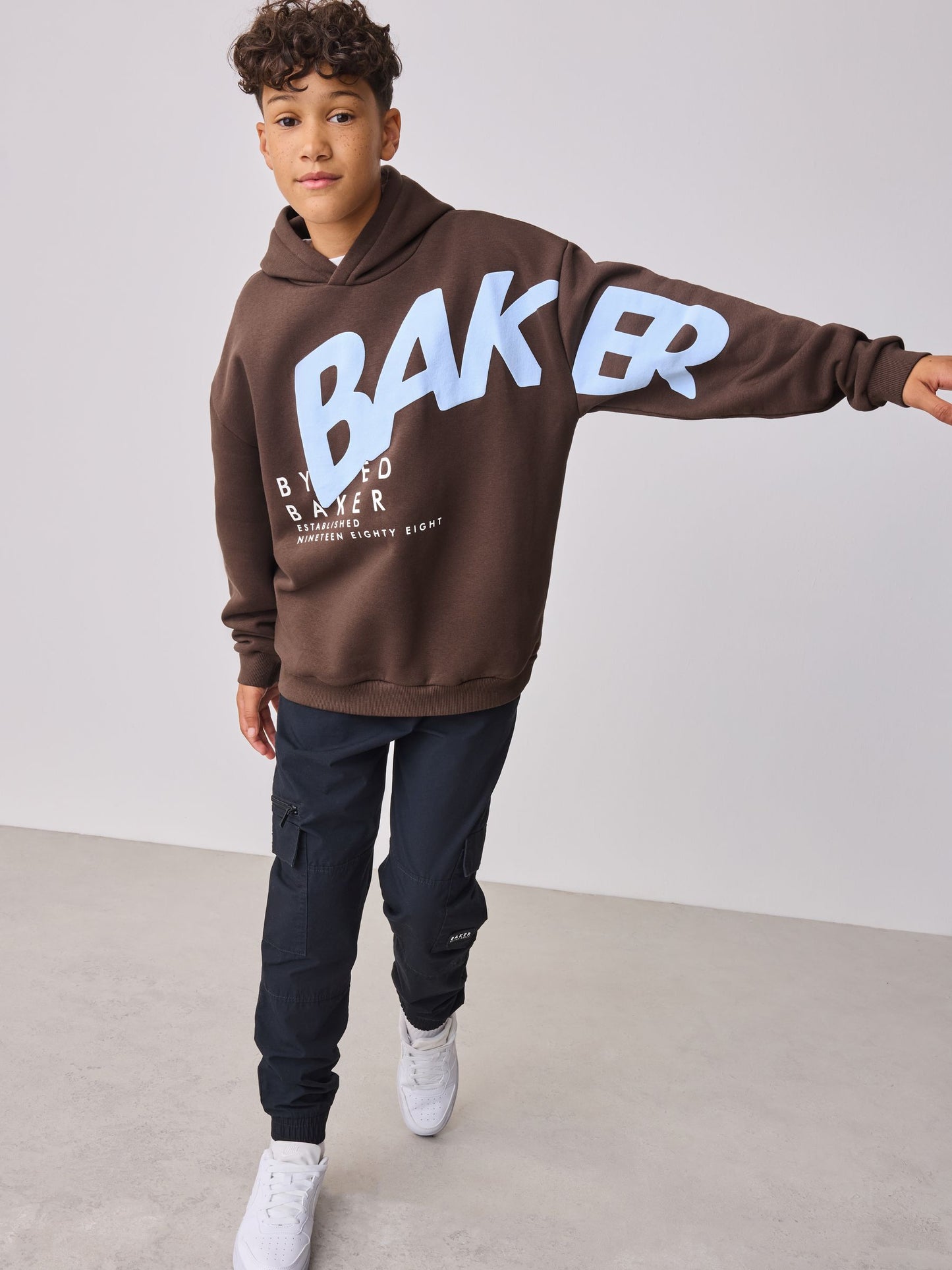 Baker by Ted Baker Oversized Graphic Brown Hoodie image 4
