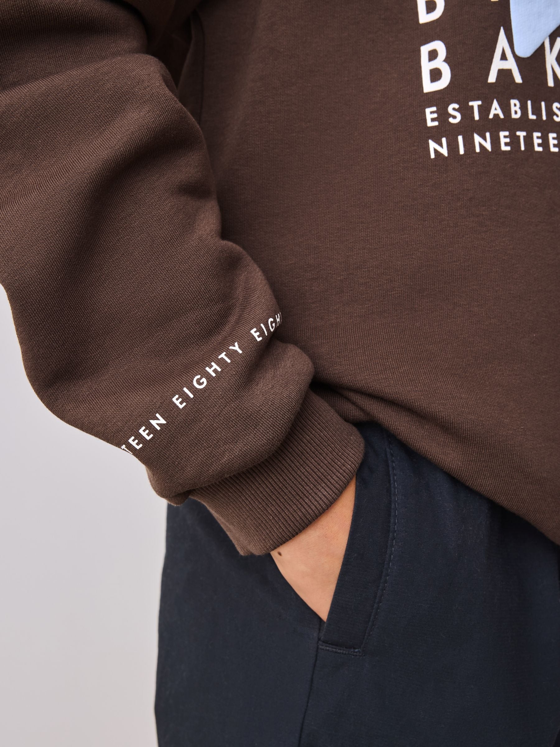 Baker by Ted Baker Oversized Graphic Brown Hoodie image 6
