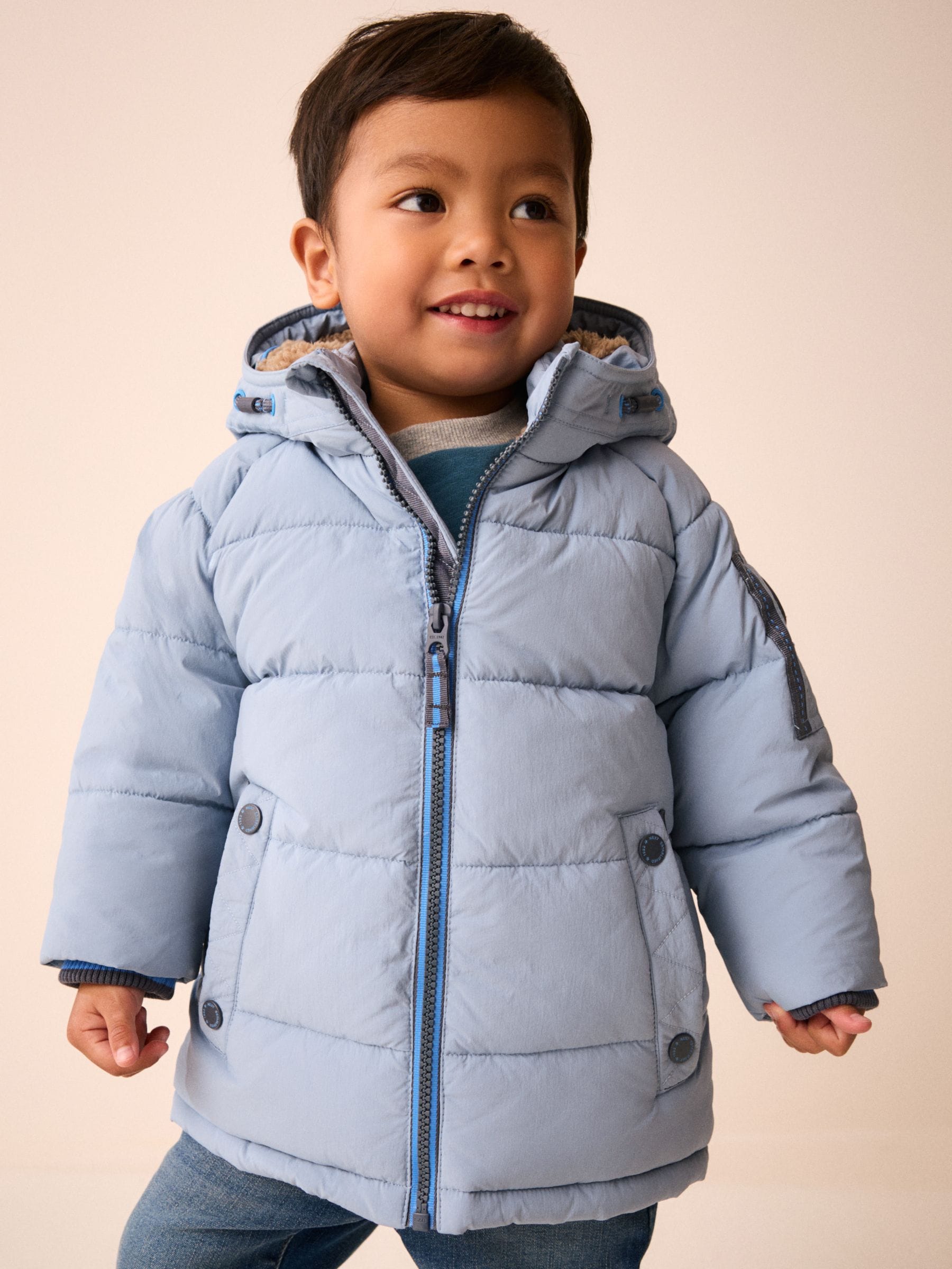 Dsiney Kidz - Light Blue Borg Lined Padded Coat (6mths-7yrs) image 1