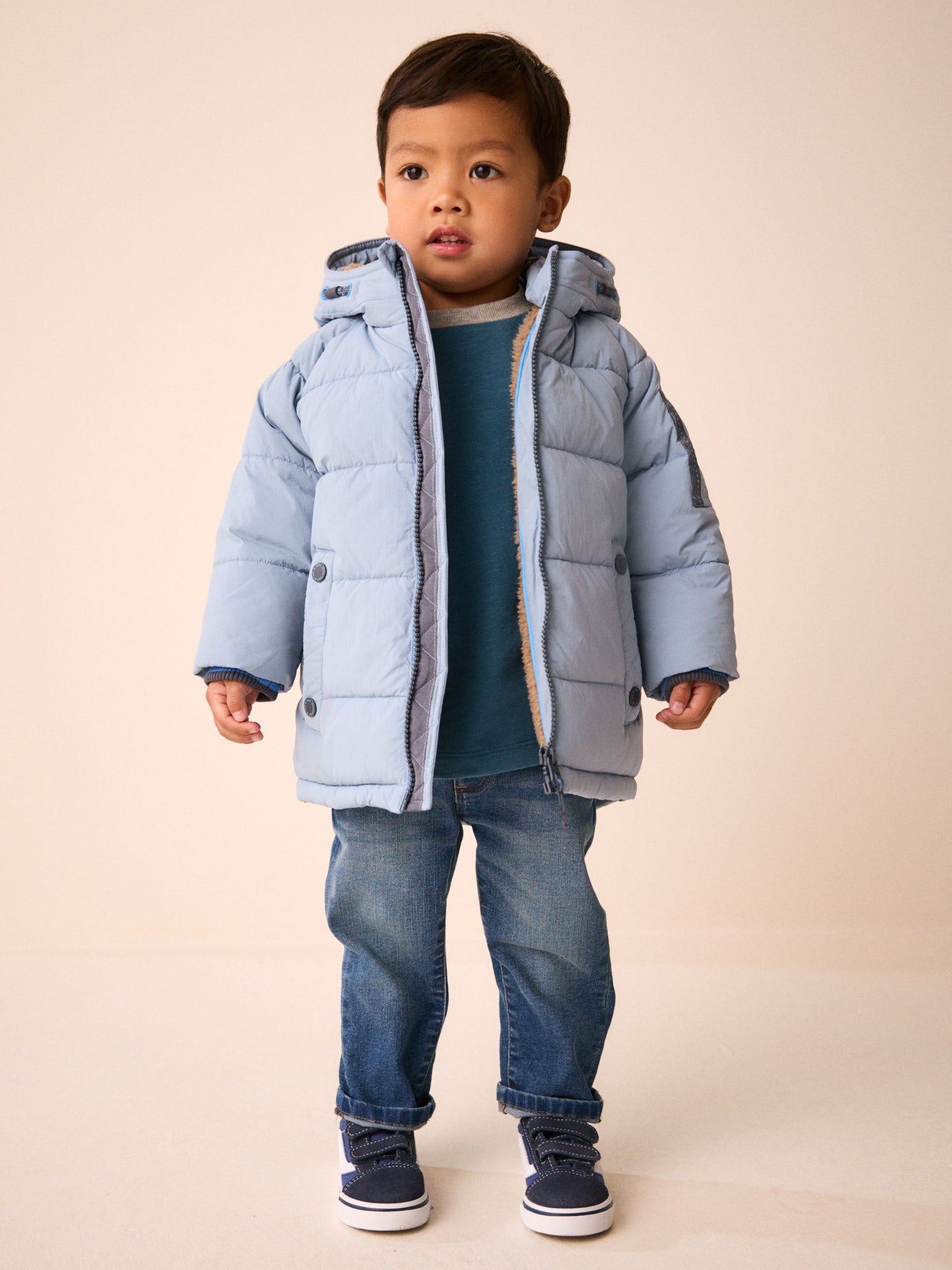 Dsiney Kidz - Light Blue Borg Lined Padded Coat (6mths-7yrs) image 2