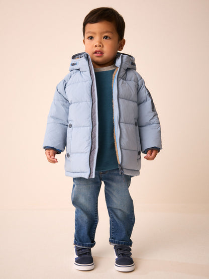 Dsiney Kidz - Light Blue Borg Lined Padded Coat (6mths-7yrs) image 2