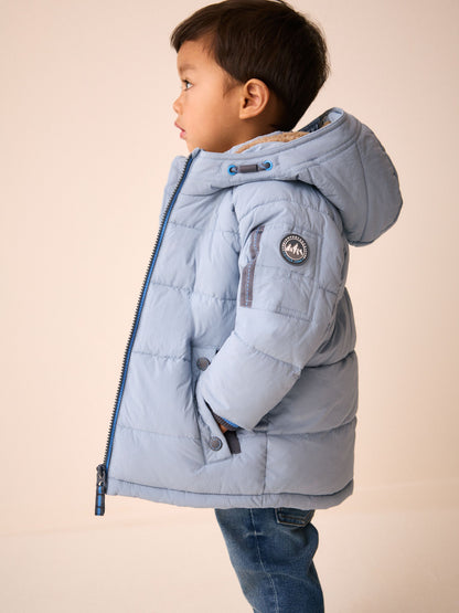 Dsiney Kidz - Light Blue Borg Lined Padded Coat (6mths-7yrs) image 3
