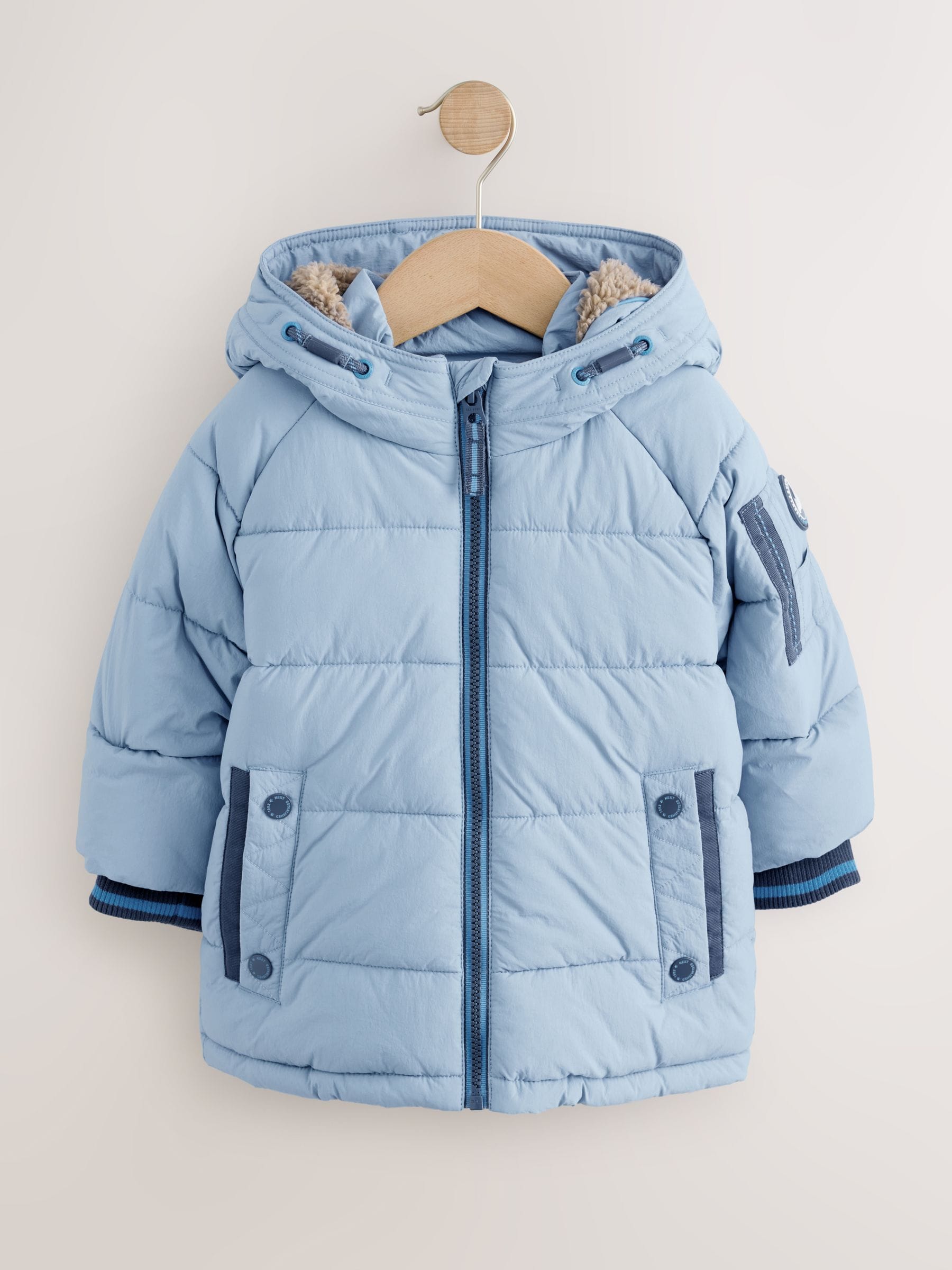 Dsiney Kidz - Light Blue Borg Lined Padded Coat (6mths-7yrs) image 7