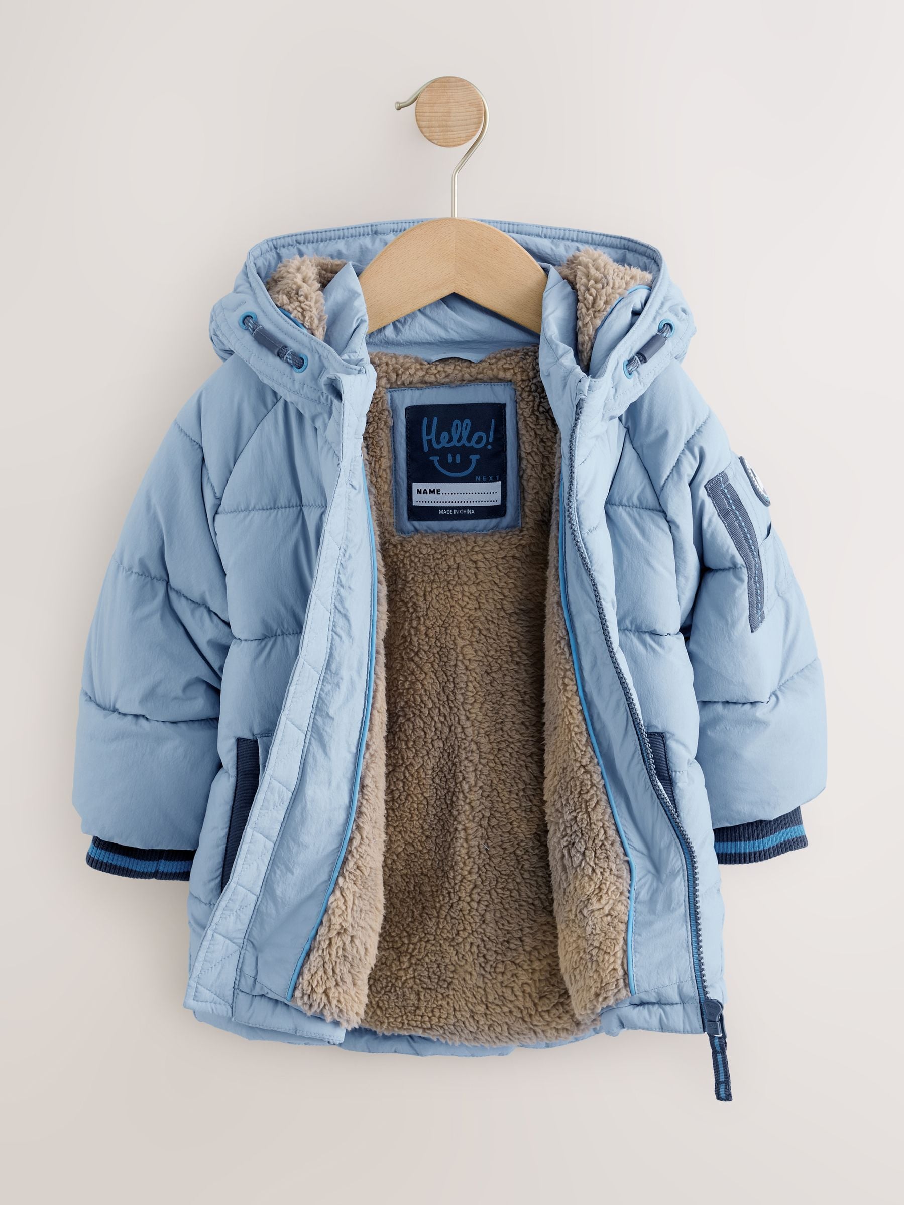 Dsiney Kidz - Light Blue Borg Lined Padded Coat (6mths-7yrs) image 8