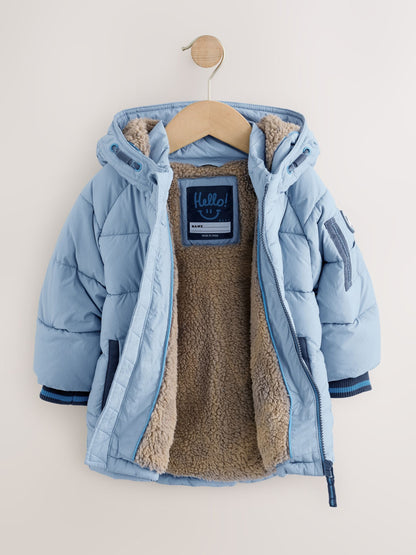 Dsiney Kidz - Light Blue Borg Lined Padded Coat (6mths-7yrs) image 8