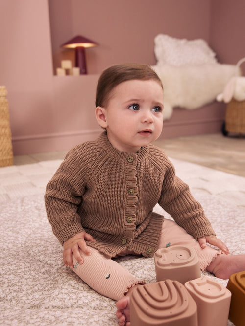Dsiney Kidz - Brown Scallop Knitted Baby Cardigan (0mths-2yrs) image 1