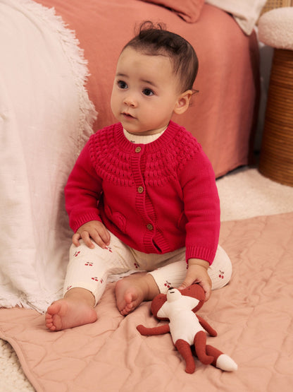 Dsiney Kidz - Red Heart Crochet Pocket Heart Pocket Button Through Baby Cardigan (0mths-2yrs) image 1